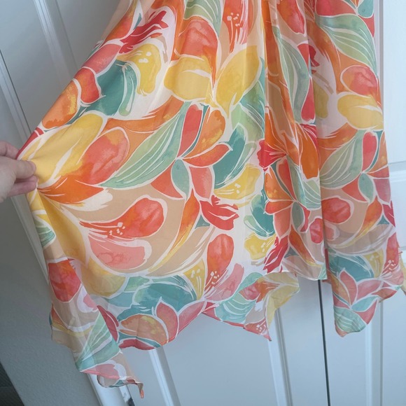 Vince Camuto NWT Size 12 Sleeveless Chiffon Vibrant Multicolor Midi Dress - Picture 6 of 8